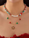 Christmas Layered Beaded Bells Necklace