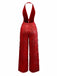 1970s Halter Deep V-Neck Sequin Fringe Jumpsuit
