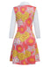 Pink 1960s Lapel Flowers Patchwork Dress
