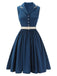 1960s Navy Blue Sleeveless Lapel Dress
