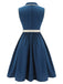 1960s Navy Blue Sleeveless Lapel Dress