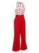 Red 1930s Cherry Belted Halter Jumpsuit
