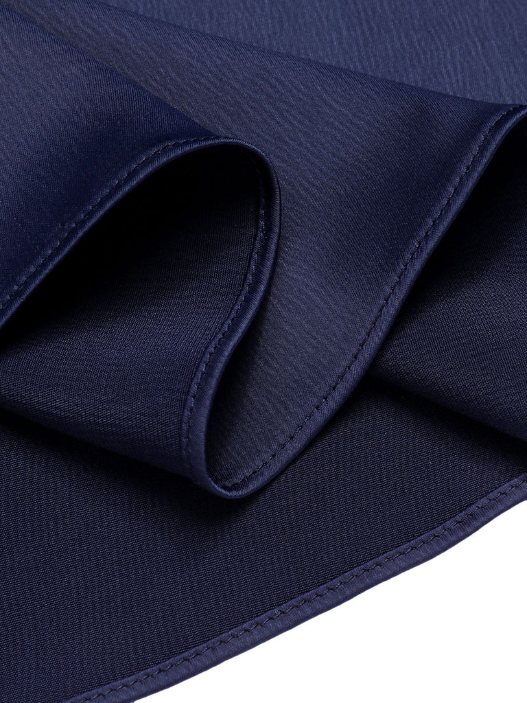 Dark Blue 1930s Flounce Sleeve Cowl Neck Trumpet Dress