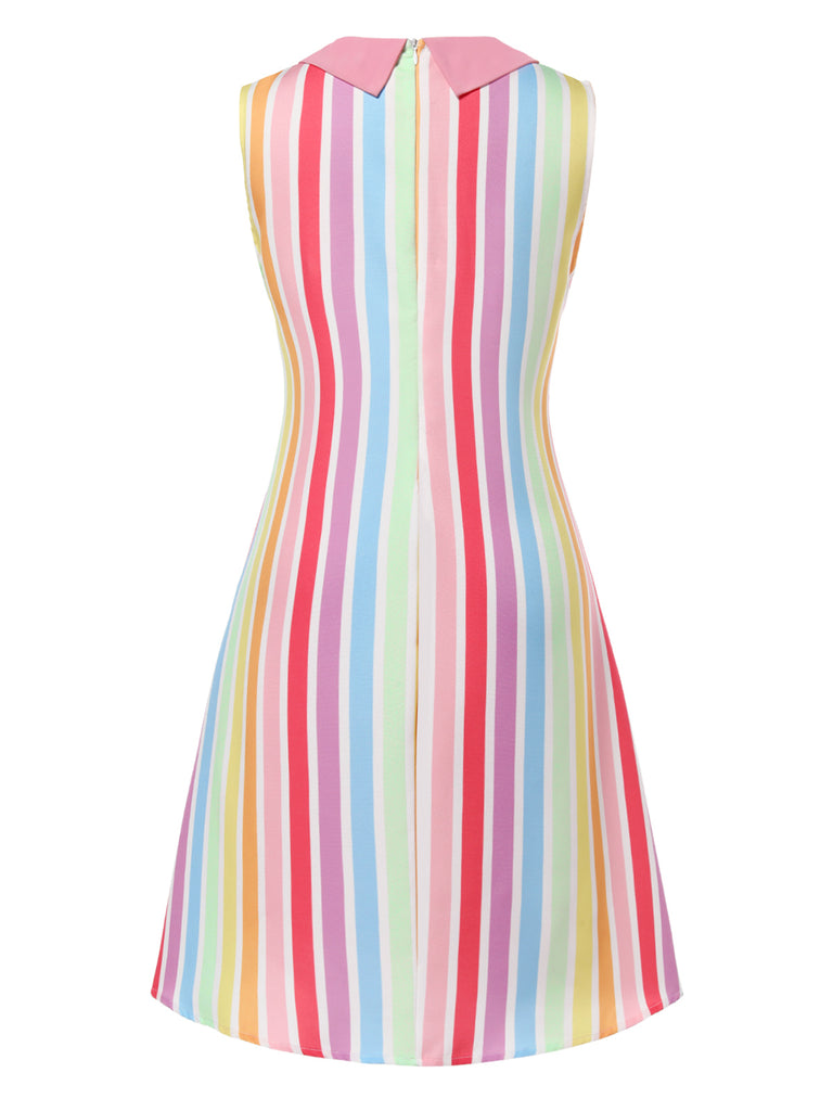 1960s Rainbow Stripe Heart Pocket Dress