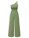 1940s Solid One-Shoulder Suspender Loose Wide-Leg Jumpsuit