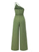 1940s Solid One-Shoulder Suspender Loose Wide-Leg Jumpsuit
