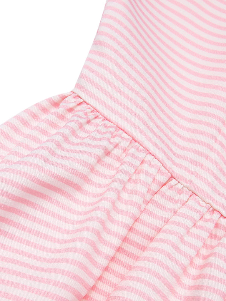 Multicolor 1950s Rainbow Striped Boat Neck Dress