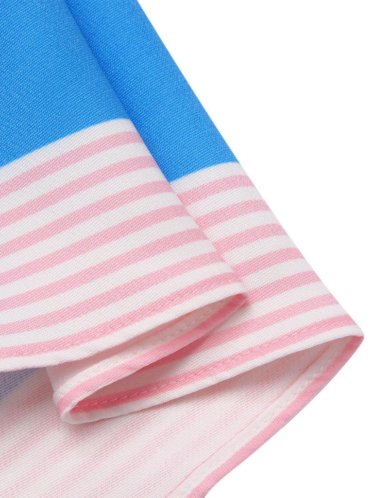 Multicolor 1950s Rainbow Striped Boat Neck Dress