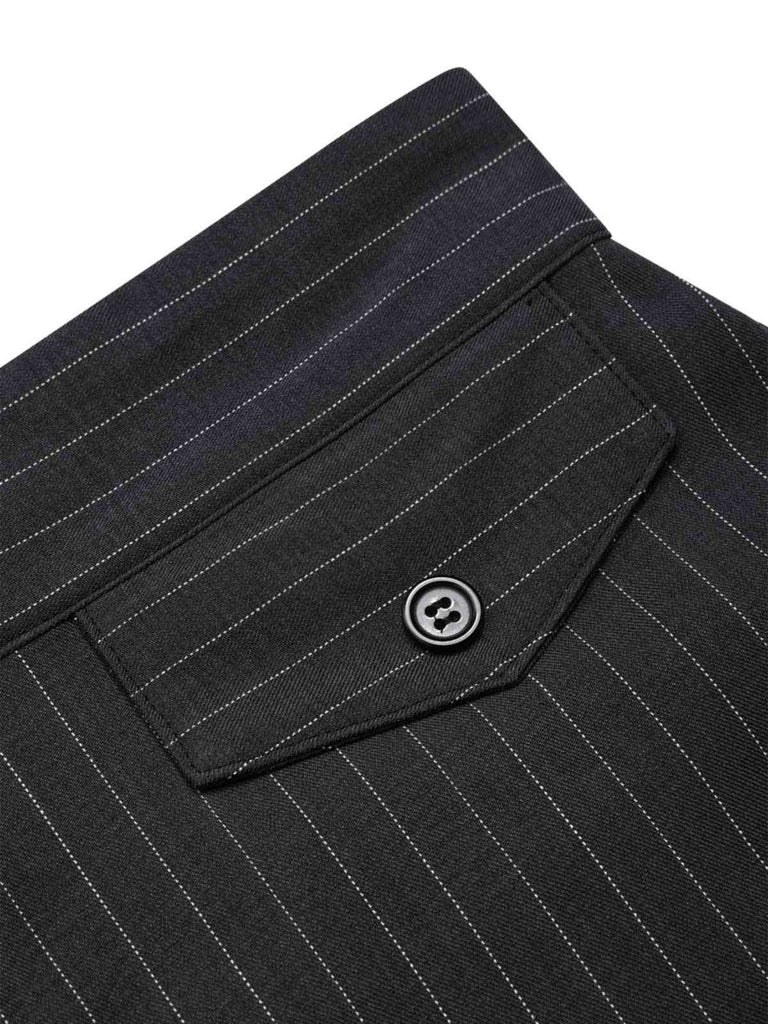 Dark Gray 1940s Pinstripes Wide-Leg Pants