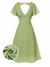 Green 1940s Back Hollow-Out Polka Dots Dress