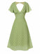 Green 1940s Back Hollow-Out Polka Dots Dress