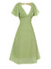 Green 1940s Back Hollow-Out Polka Dots Dress