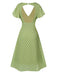 Green 1940s Back Hollow-Out Polka Dots Dress
