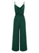 Dark Green 1930s Solid Spaghetti Straps Cowl Neck Jumpsuit