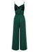 Dark Green 1930s Solid Spaghetti Straps Cowl Neck Jumpsuit