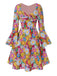 1960s Flare Sleeve Colorful Daisy Dress