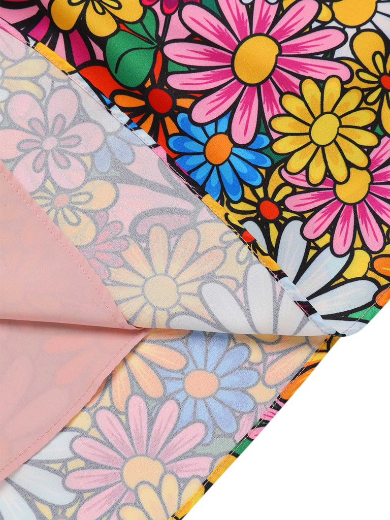 1960s Flare Sleeve Colorful Daisy Dress