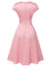 Pink 1940s Deep V-Neck Butterfly Satin Dress