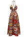 Multicolor 1970s Floral Bohemian Halter Dress