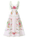 White 1940s Floral Print Tie Back Dress