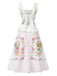White 1940s Floral Print Tie Back Dress