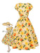 Yellow 1950s Hydrangea Floral Ruched Dress