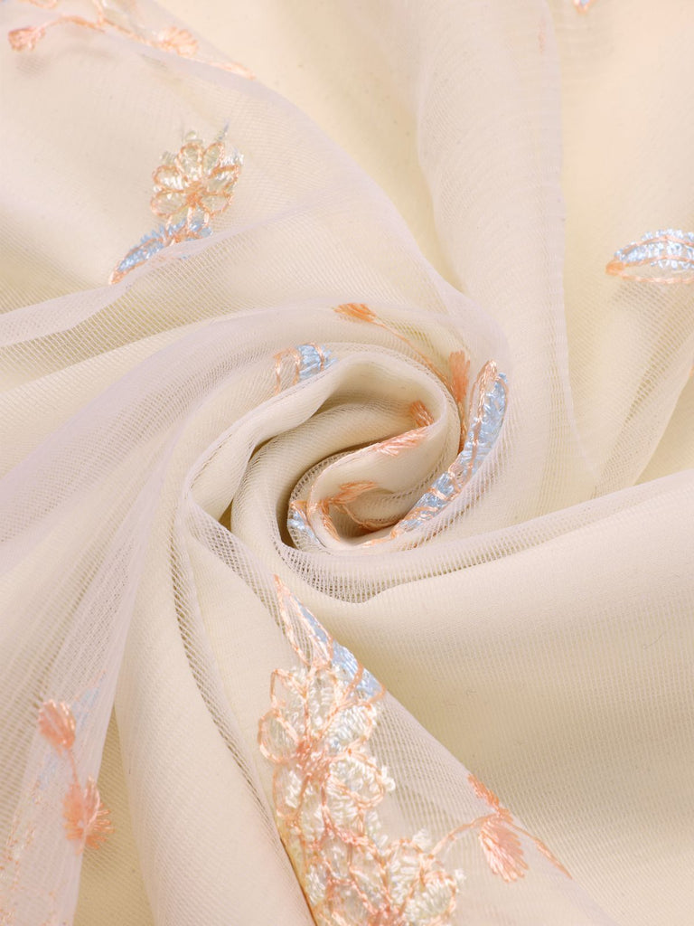 White 1950s Deep V-Neck Embroidered Floral Dress