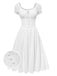 White 1940s Solid Cotton Embroidered Lace Dress