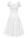 White 1940s Solid Cotton Embroidered Lace Dress