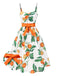 1950s Orange Bow-Waist Strap Dress