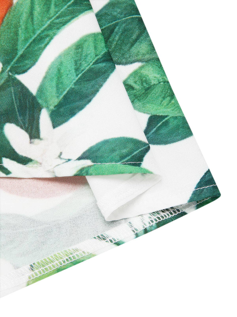 1950s Orange Bow-Waist Strap Dress