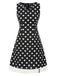 Black 1960s Polka Dot V-Neck Dress