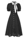 Black 1940s Polka Dots Tie Neck Dress