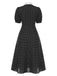 Black 1940s Polka Dots Tie Neck Dress
