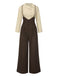 2PCS 1930s Cotton Solid Blouse & Suspender Pants