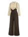 2PCS 1930s Cotton Solid Blouse & Suspender Pants