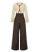 2PCS 1930s Cotton Solid Blouse & Suspender Pants