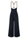 Dark Blue 1950s Button Suspender Pants