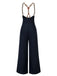 Dark Blue 1950s Button Suspender Pants