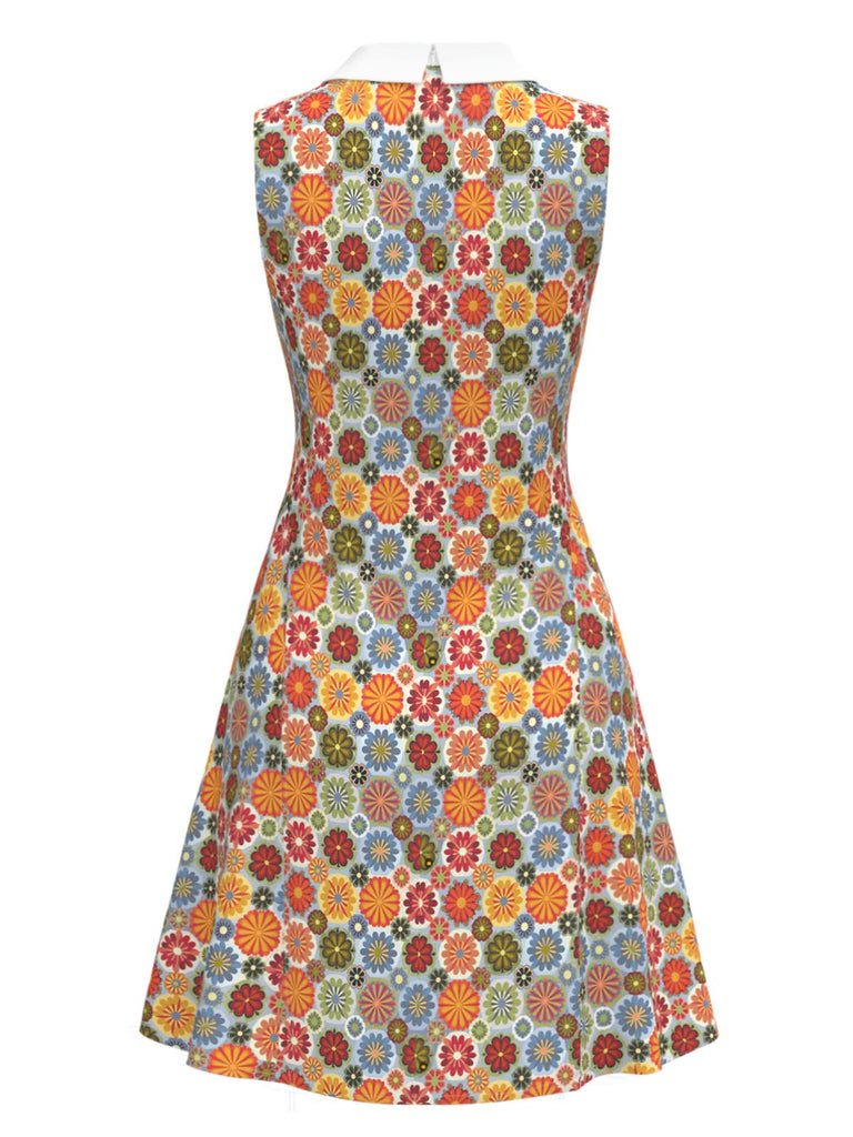 Orange 1960s Daisy Peter Pan Collar Dress