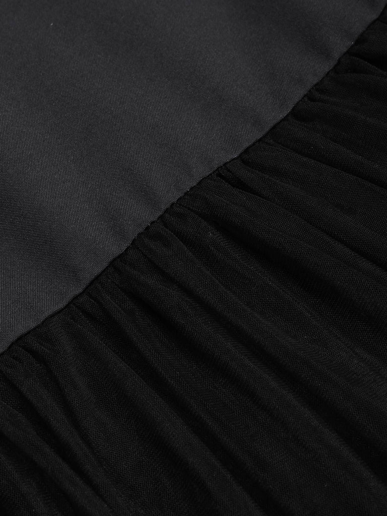 Black & White 1930s Halter Skull Mesh Fishtail Dress