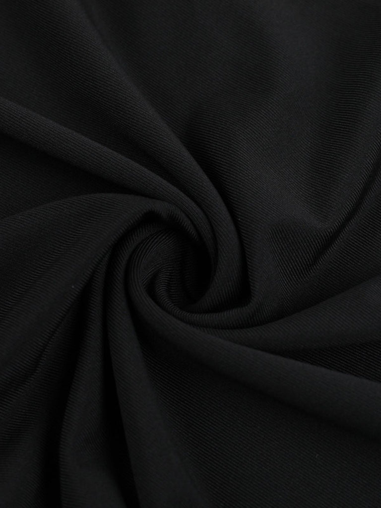 Black 1980s Gothic Sheer Sleeve Corset Slit Dress