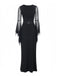 Black 1980s Gothic Sheer Sleeve Corset Slit Dress
