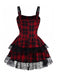 Red 1980s Gothic Lace Patchwork Plaid Dress