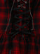 Red 1980s Gothic Lace Patchwork Plaid Dress