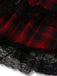 Red 1980s Gothic Lace Patchwork Plaid Dress