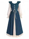 1930s Colorblock Ruffled Lace-Up Renaissance Dress