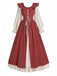 1930s Colorblock Ruffled Lace-Up Renaissance Dress