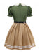 Khaki 1960s Fox Mock Two-Piece Dress Set