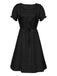 1940s Punk Gothic Puff Sleeve Ruffled Dress